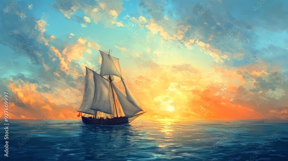 Fototapeta premium School season, youth set sail: sailing to the ocean of dreams