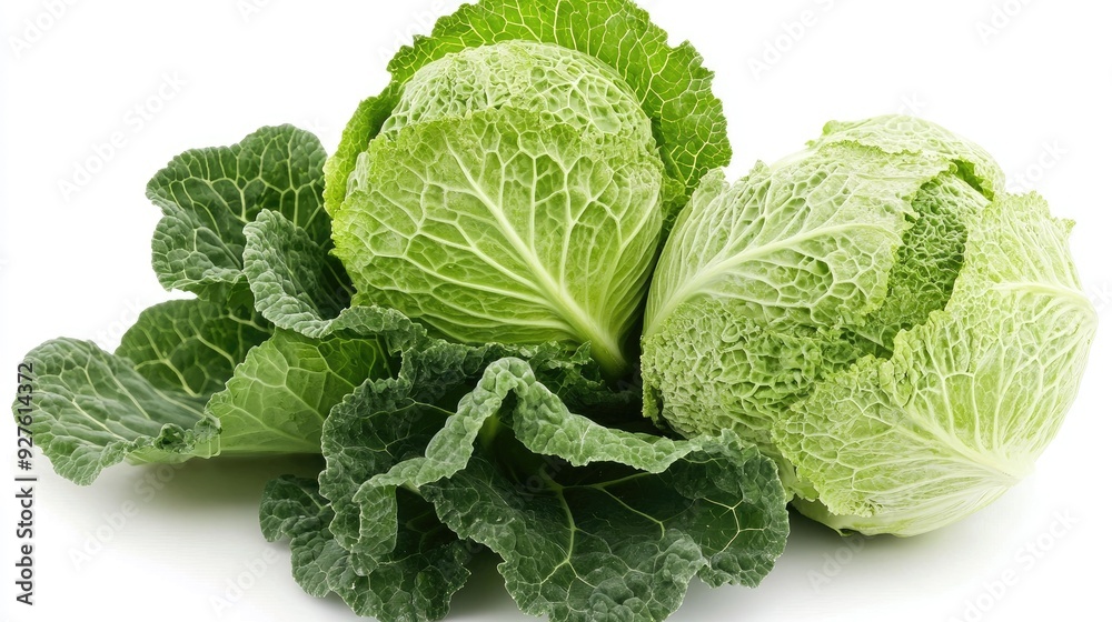 A fresh bunch of green cabbage, with a few outer leaves missing, highlighting the crisp and healthy vegetable. A fresh bunch of green cabbage, with a few outer leaves missing, highlighting the crisp and healthy vegetable.