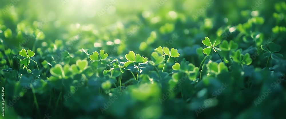 Green Clover Leaves with a Soft Bokeh Background. Green Clover Leaves with a Soft Bokeh Background.