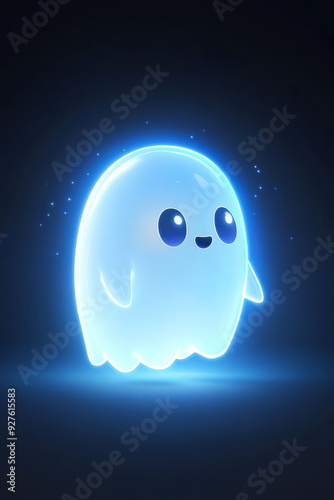 cute cartoon ghost glowing in the dark