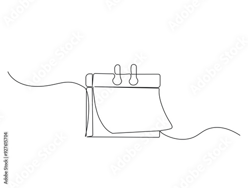 Continuous one line drawing of empty loose-leaf calendar. Calendar single line vector illustration. Editable line vector.