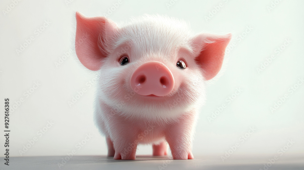 Illustration of a cute piglet standing on a white background with copy space. Illustration of a cute piglet standing on a white background with copy space.