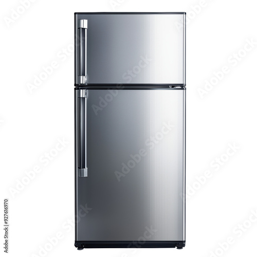 Refrigerator isolated on white transparent, French door fridge front view