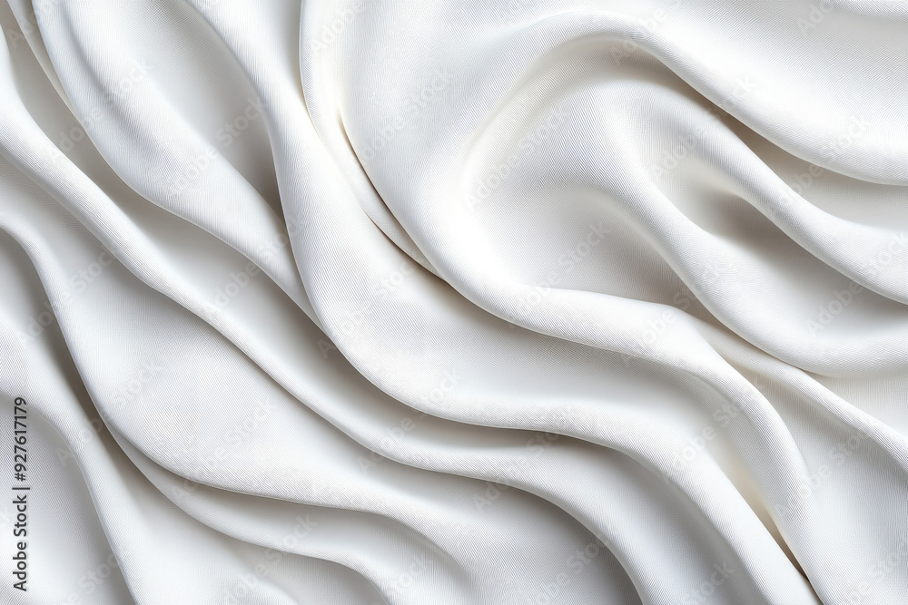 Obraz premium Elegant draped white fabric, soft flowing texture, gentle curves and waves, embodies simplicity and sophistication, ideal for fashion or interior design inspiration.