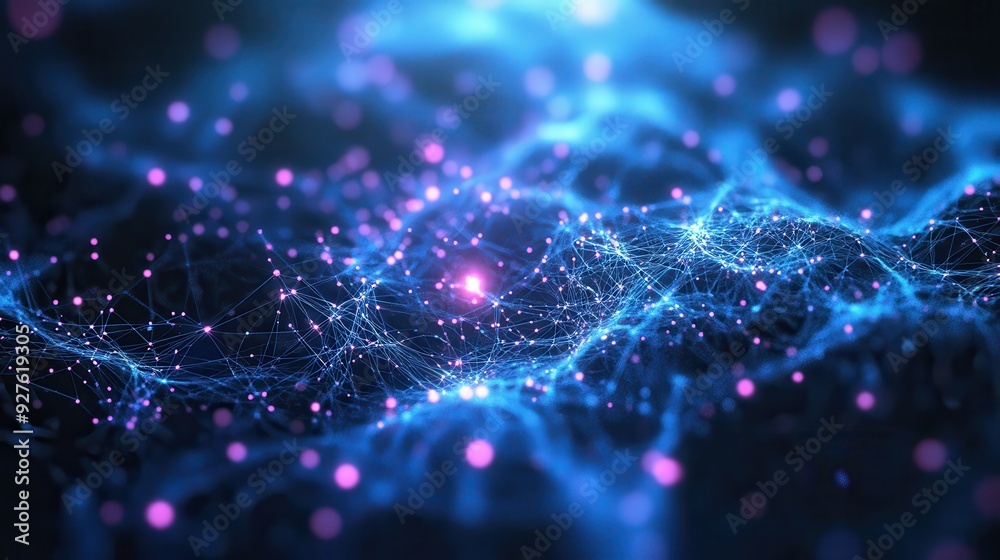 Obraz premium Abstract Blue and Pink Network Background - Digital Technology, Science, and Data Connectivity.