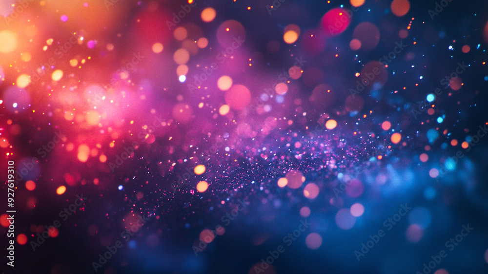 Fototapeta premium Abstract colorful bokeh background with vibrant orbs and subtle glowing particles at night