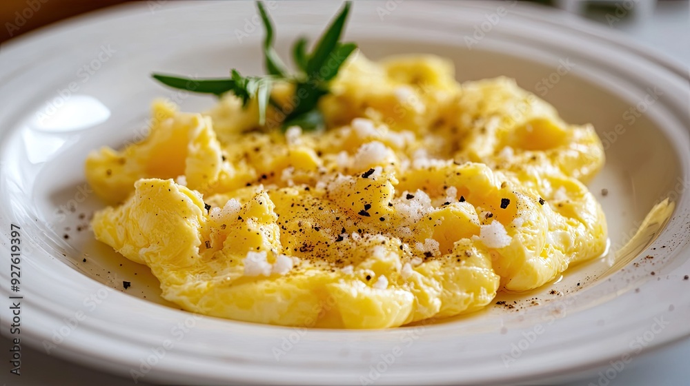 A plate with eggs, seasoned with just a dash of pepper and salt, creating a classic breakfast image. A plate with eggs, seasoned with just a dash of pepper and salt, creating a classic breakfast image.