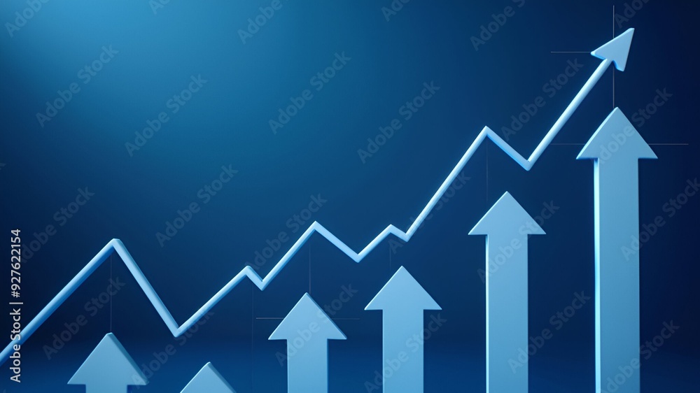 Financial stock market graph on blue background, business growth success concept Financial stock market graph on blue background, business growth success concept