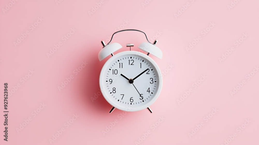 White alarm clock on pink background. White alarm clock on pink background.