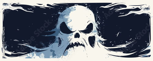 Ghost with a spooky face. Vector flat isolated.