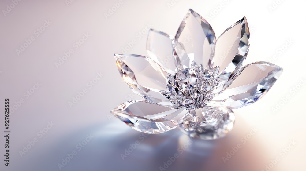 A crystal flower, perfectly centered and shining on a white background. A crystal flower, perfectly centered and shining on a white background.
