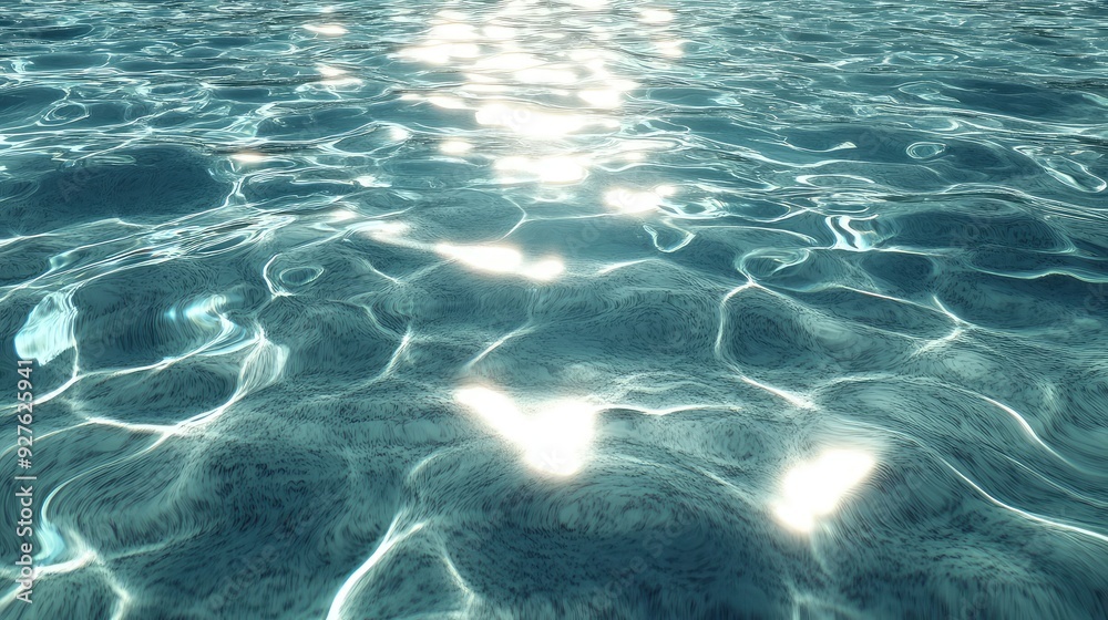 A calm, cool, crystal-clear water surface with gentle ripples and sunlight reflections.