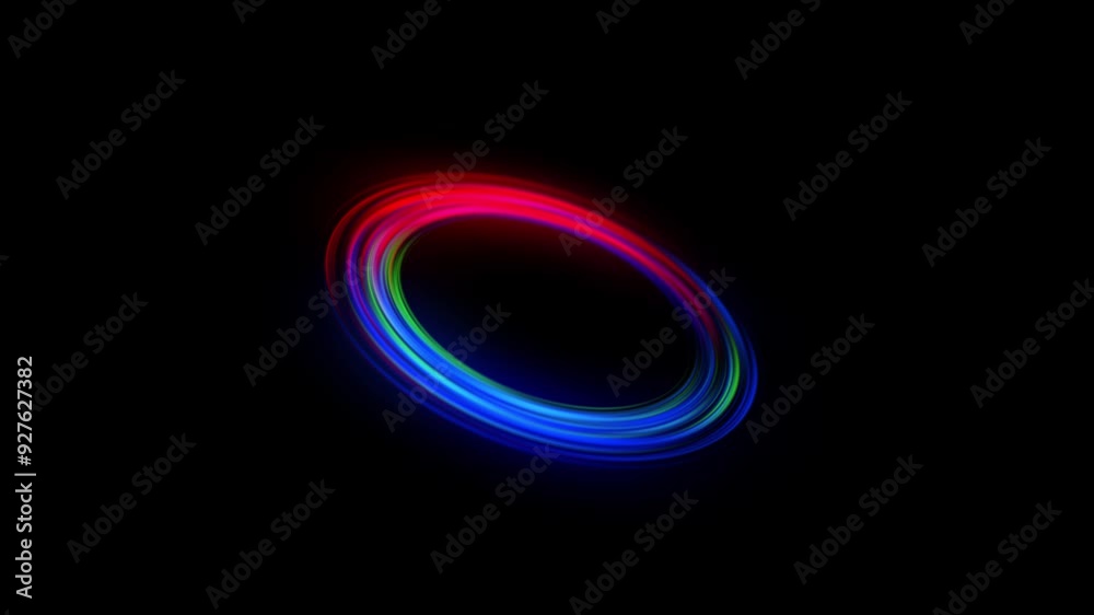 Multicolored rings rotate on a dark background. Seamless loop. Multicolored rings rotate on a dark background. Seamless loop.