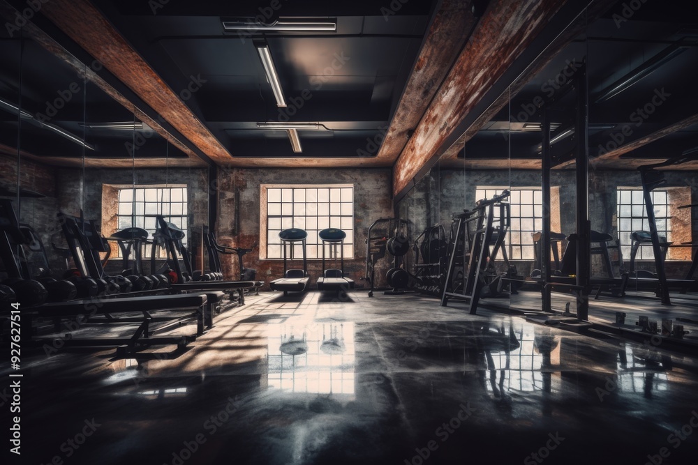 Interior of indoor gym Interior of indoor gym