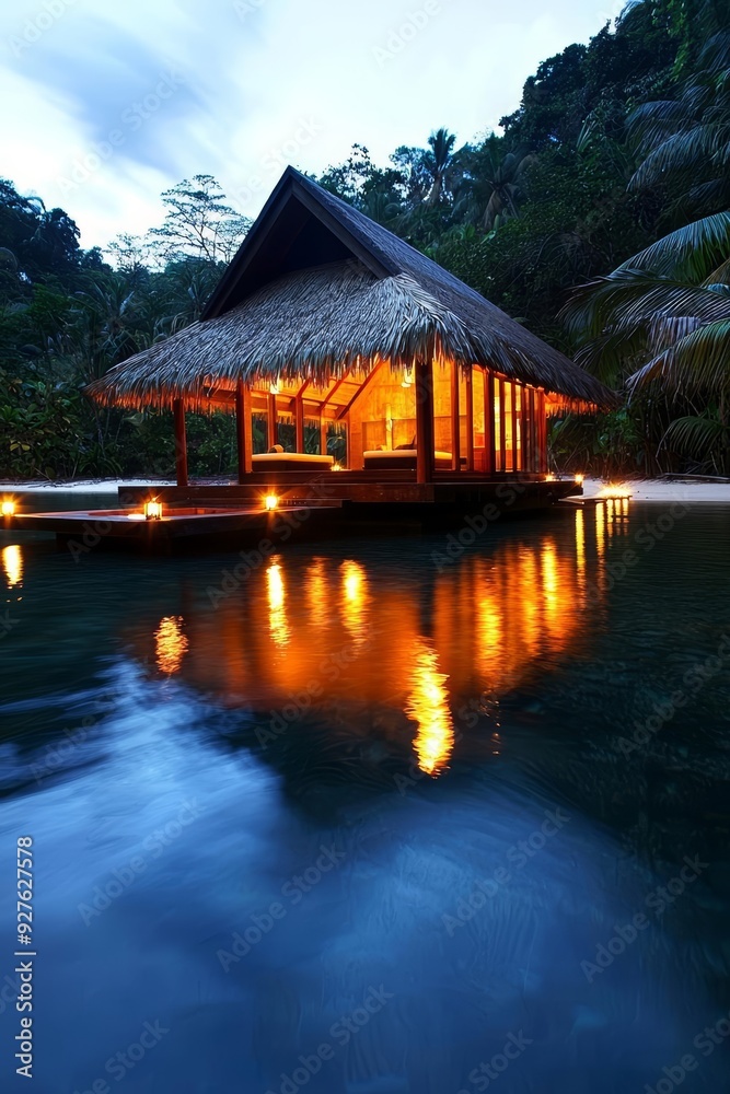 A spa in a remote jungle, accessible only by boat, offering an escape from the world A spa in a remote jungle, accessible only by boat, offering an escape from the world