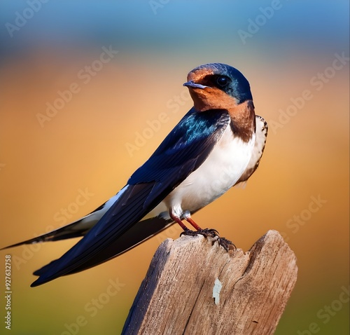 Bird, a beautiful creature of nature and beauty, suitable for photographing advertising backgrounds with White-throated Swallow (Hirundo albiventis)  photo