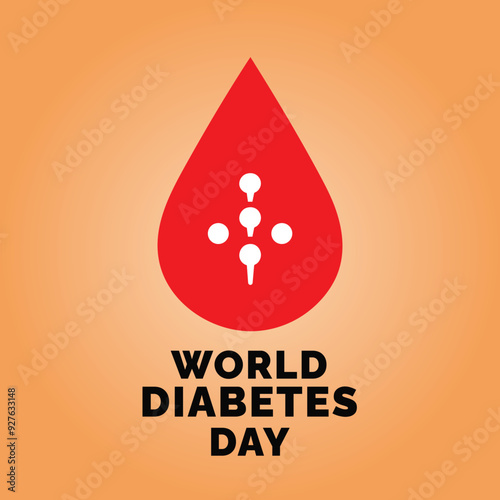 World Diabetes Day Background Illustration with Red Blood Drop