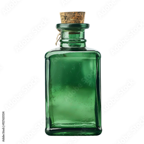 Vintage Green Bottle with Cork Stopper for Decorative Use.