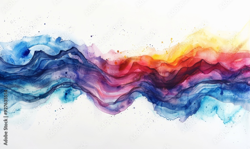 Abstract cosmic waves in watercolor on white. Abstract cosmic waves in watercolor on white.