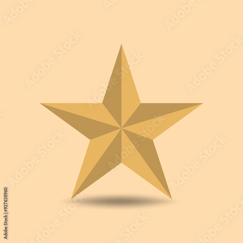 Luxurious 3D gold star with a subtle, elegant shadow for a refined and polished look