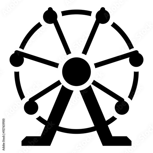 ferris wheel in the fair solid icon