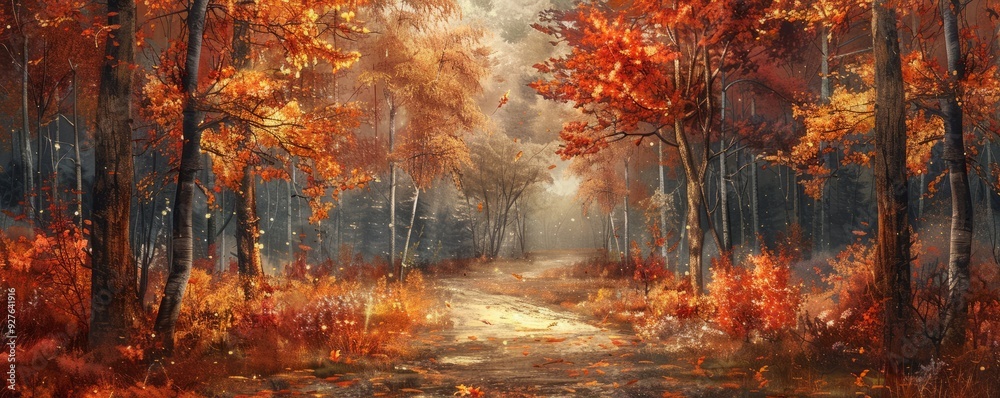 Pathway through an autumn forest Pathway through an autumn forest
