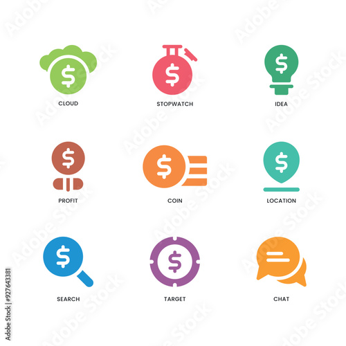 Grab this creatively crafted icons set of business and finance