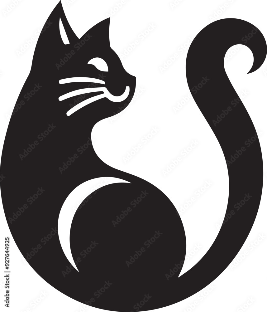 Simple Black and White Cat Illustrations Simple Black and White Cat Illustrations