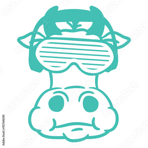 Funny Music DJ Milk Cow Farm Animal Bull Cool Chewing Face Farmer Drawing Headphone Sunglasses Party Night Dancing Clubber Raver Comic Humor Cartoon Cool Fun Sound Disco Club Festival Concert Lover