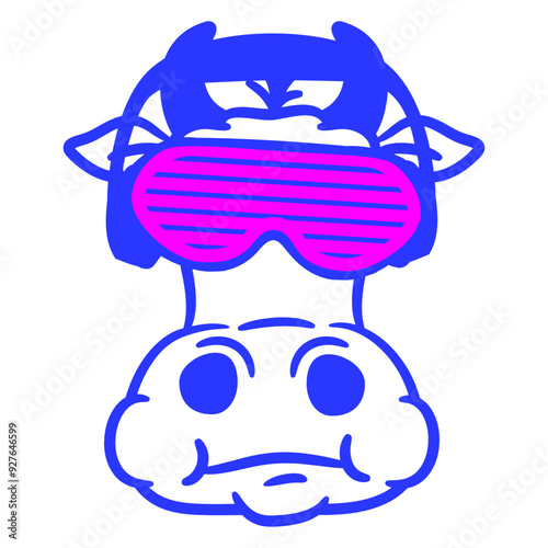 Funny Music DJ Milk Cow Farm Animal Bull Cool Chewing Face Farmer Drawing Headphone Sunglasses Party Night Dancing Clubber Raver Comic Humor Cartoon Cool Fun Sound Disco Club Festival Concert Lover