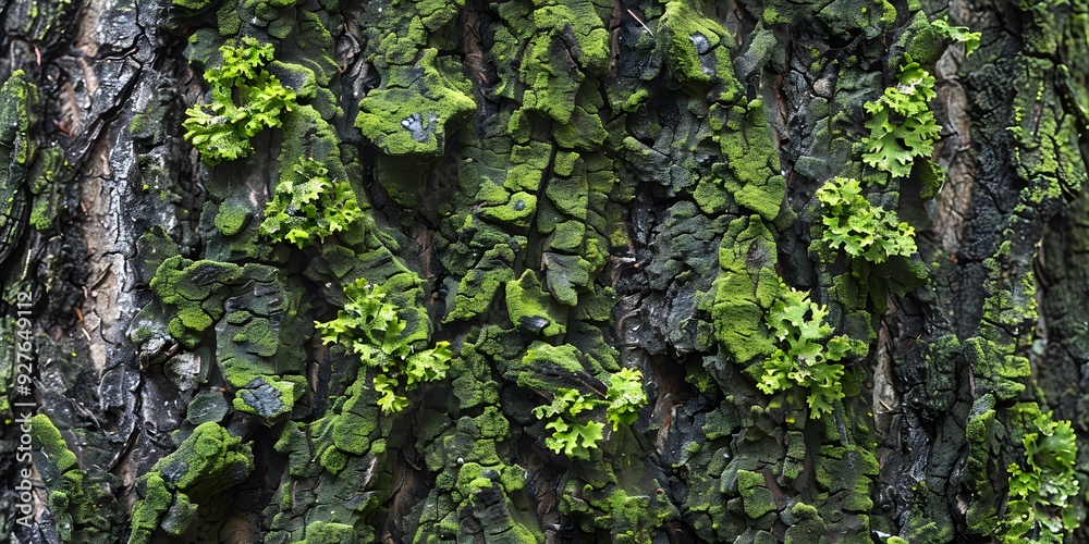 Lush Green Moss Covering an Ancient Tree Trunk