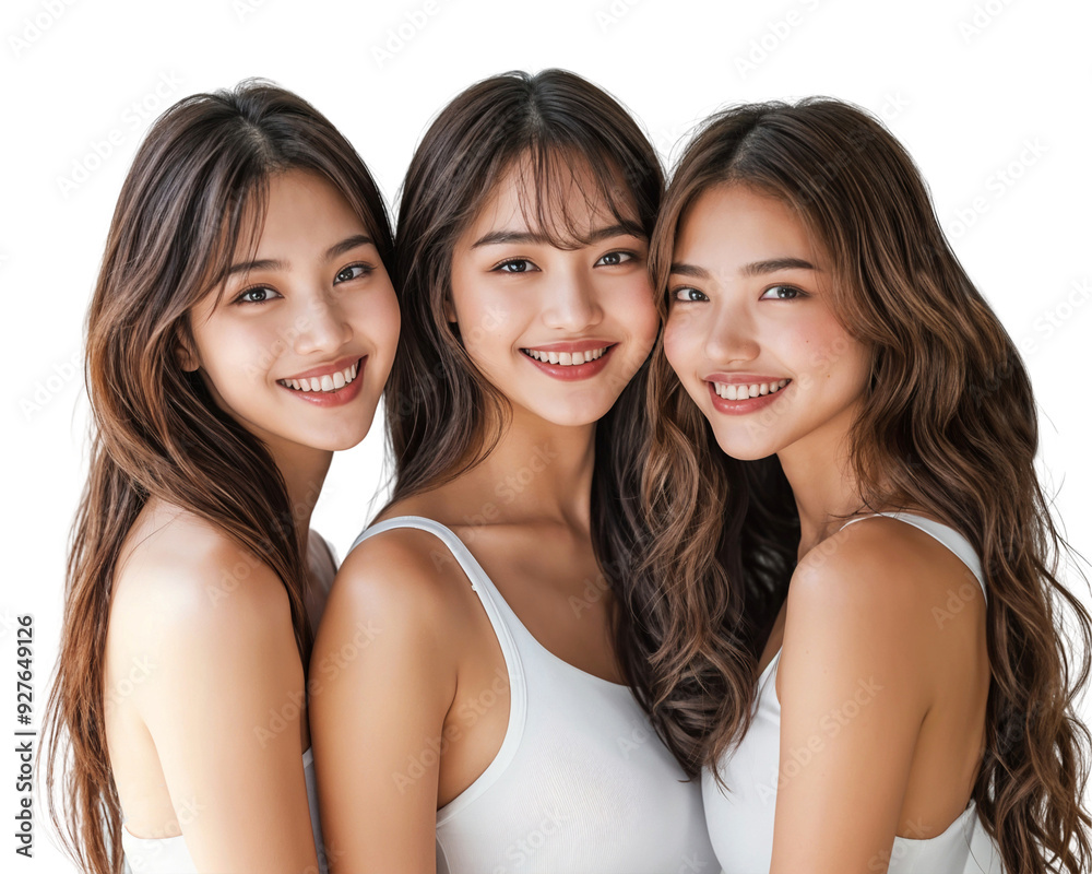 Group of happy Asian women smiling together, bonding and having fun, isolated on a transparent background Group of happy Asian women smiling together, bonding and having fun, isolated on a transparent background