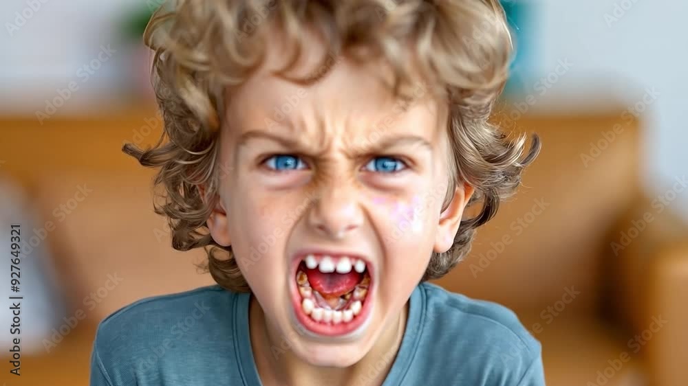 Little boy, furious, grimacing and acting aggressively Little boy, furious, grimacing and acting aggressively
