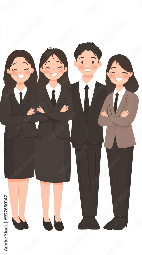 Group of four professionals in business attire posing together Group of four professionals in business attire posing together