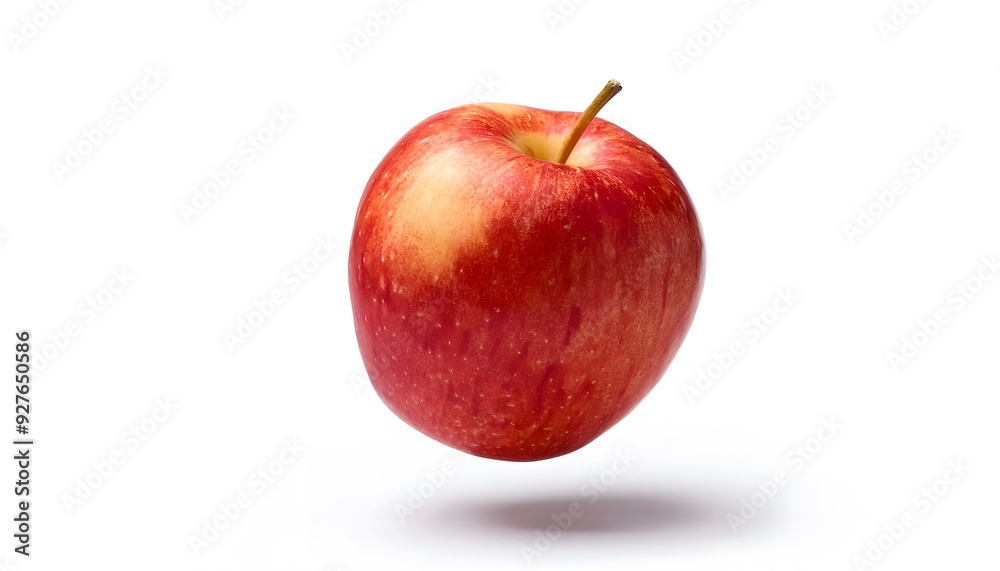 Apple floating in the air, isolated on white background Apple floating in the air, isolated on white background