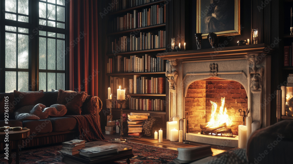 Candles, a fireplace, and books add style to your living room. --ar 16:9 --v 6.1 Job ID: da2e198e-2b73-481a-9db4-8919eb132812 Candles, a fireplace, and books add style to your living room. --ar 16:9 --v 6.1 Job ID: da2e198e-2b73-481a-9db4-8919eb132812