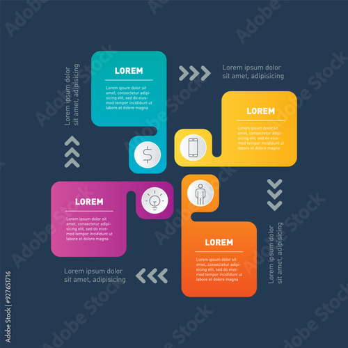 Colorful Puzzle Infographic: Unlock Your Data's Potential! Transform complex info into eye-catching visuals. Perfect for presentations, reports, websites. Make your ideas pop with this modern design.
