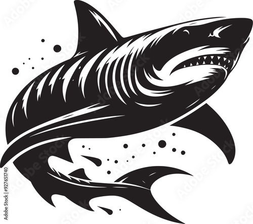 Big Shark Silhouette isolated on white background Minimalist shark vector shape