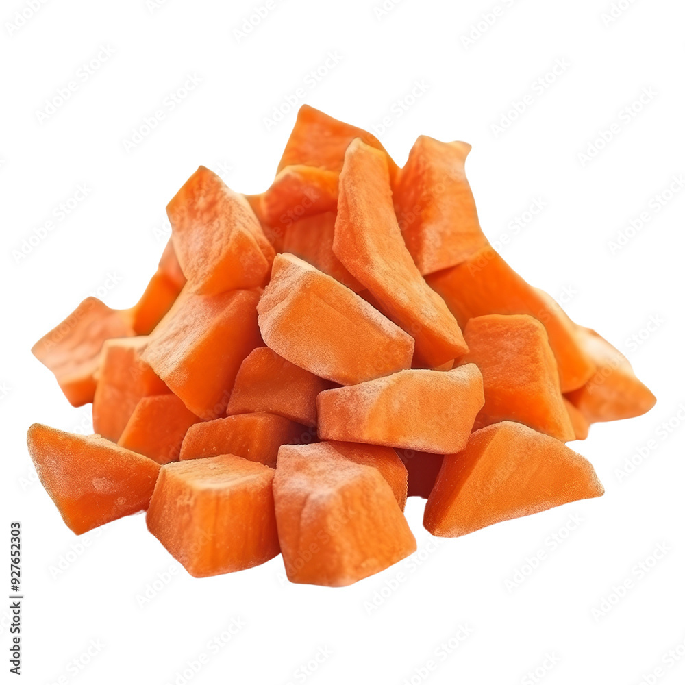 Freshly Chopped Cubes of Sweet Potato Ready for Cooking or Baking. Freshly Chopped Cubes of Sweet Potato Ready for Cooking or Baking.