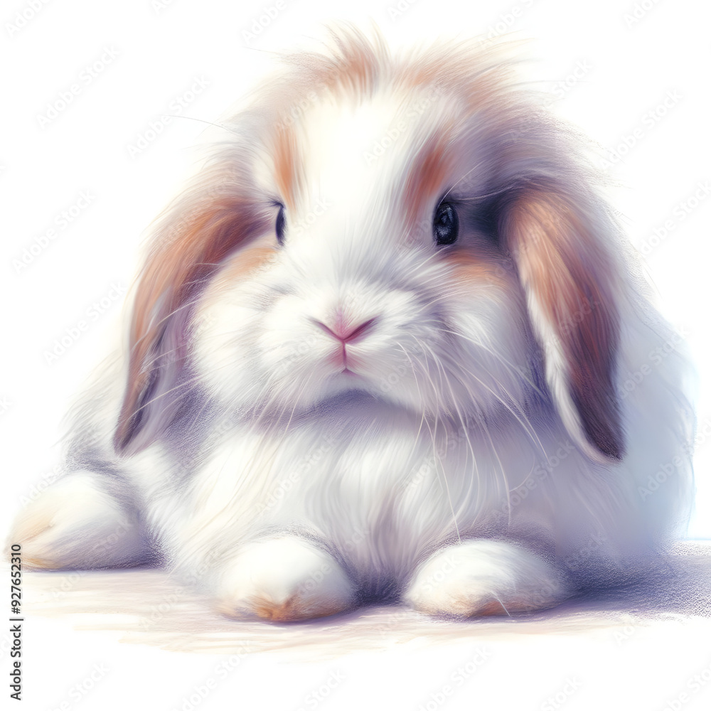 흰 배경, 롭이어, 파스텔화 (White background, lop bunny, pastel painting) 흰 배경, 롭이어, 파스텔화 (White background, lop bunny, pastel painting)