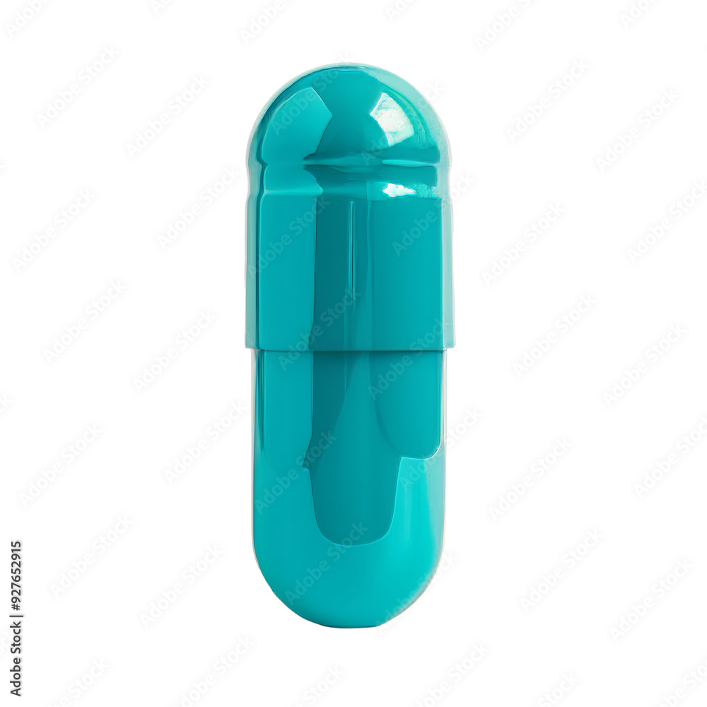Turquoise Capsule with Sleek Shape for Health and Wellness Use. Turquoise Capsule with Sleek Shape for Health and Wellness Use.