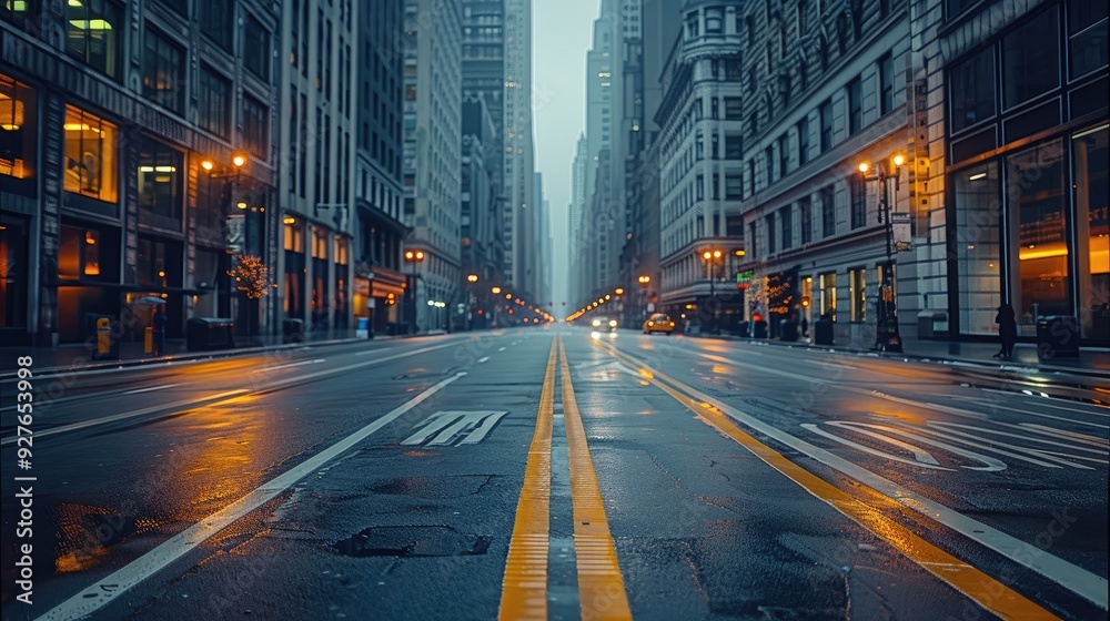 Obraz premium Empty city street. Generative AI.