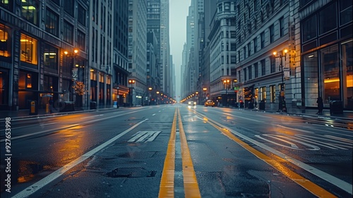 Empty city street. Generative AI.