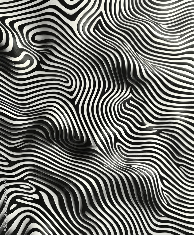 Abstract repetitive patterns creating wave-like textures in black and white Abstract repetitive patterns creating wave-like textures in black and white