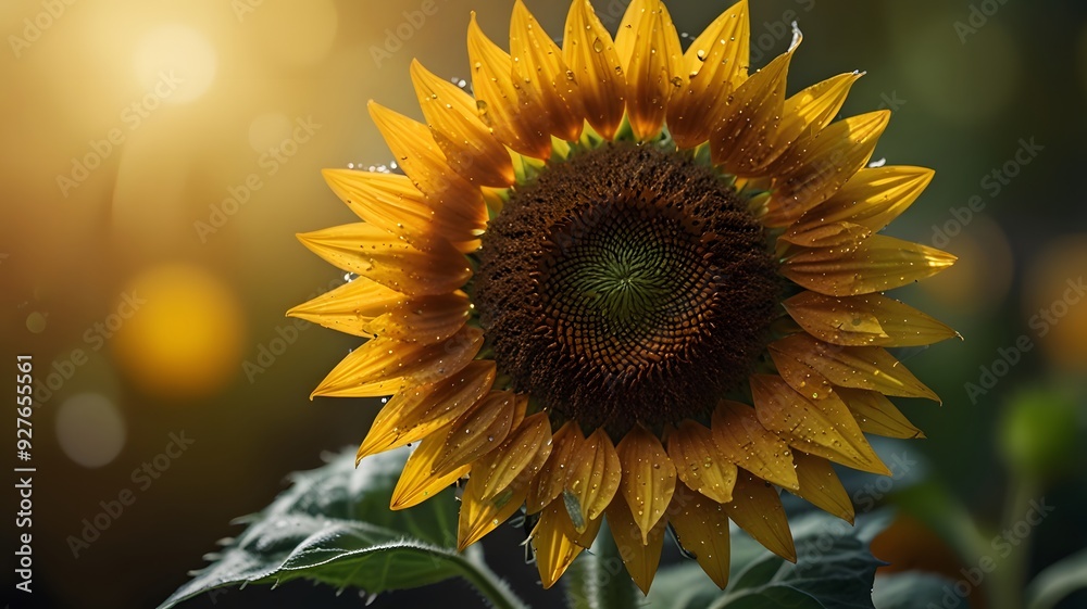 Naklejka premium A close up shot of a single sunflower a stunning bokeh effect landscape