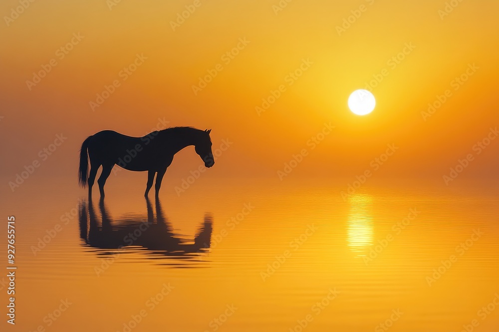 Dynamic Scene of Wild Horse Racing on Sandy Shoreline Dynamic Scene of Wild Horse Racing on Sandy Shoreline