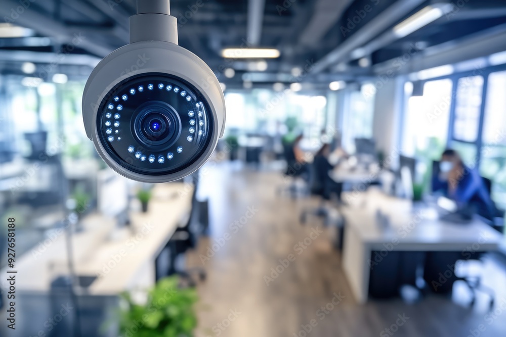 Sleek Office Environment with CCTV Camera Setup Sleek Office Environment with CCTV Camera Setup