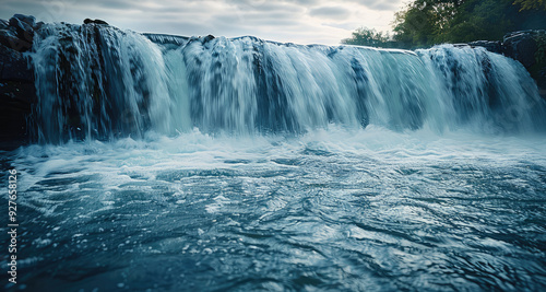 Water, waterfall. Generative AI.