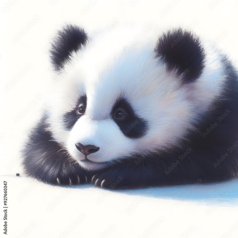 흰 배경, 판다, 파스텔화 (White background, panda, pastel painting) 흰 배경, 판다, 파스텔화 (White background, panda, pastel painting)