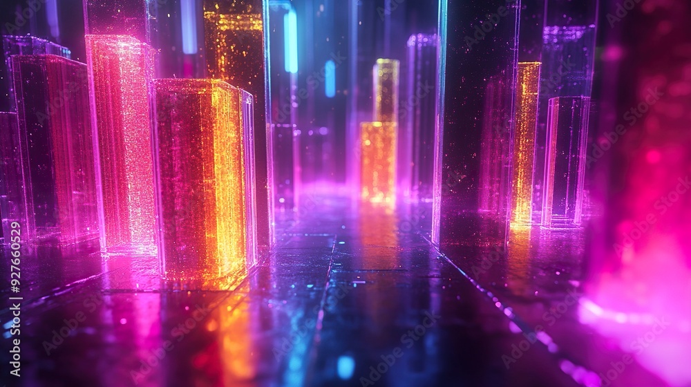 Obraz premium Vibrant neon hues create an abstract background scene
